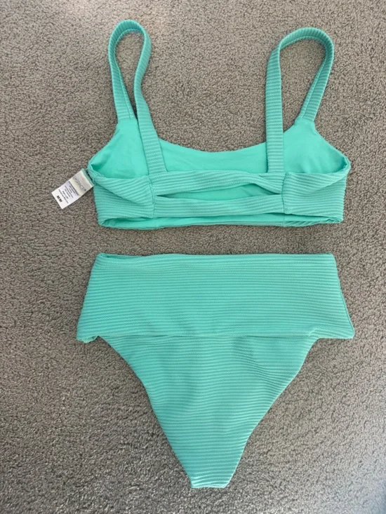 L* Space Jess Rib Bright Teal Swim Set Medium - Picture 3 of 4